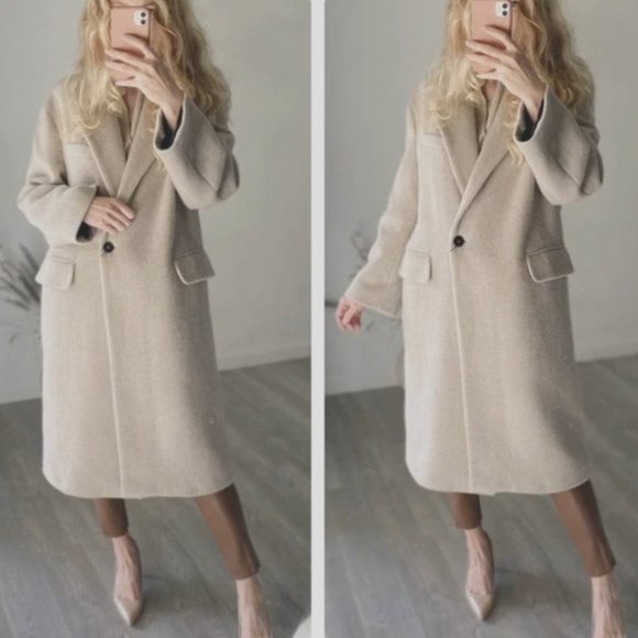 ZARA WOMEN NEW OVERSIZED MANTECO WOOL BLEND COAT TAUPE GRAY 2090/722 - Picture 2 of 12